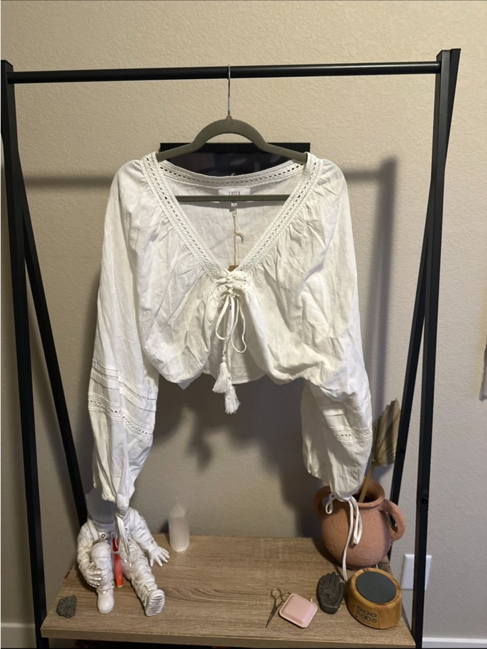 NWT | Lucca for VICI White Boho Tie Front Blouse